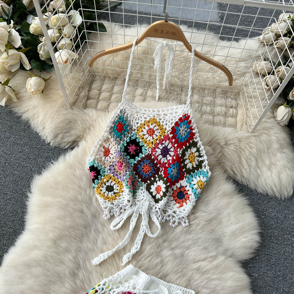 Omura Two Piece Crochet Blouse with Skirt Set