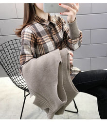 Frostline Long sleeves plaid shirt with Knit Vest
