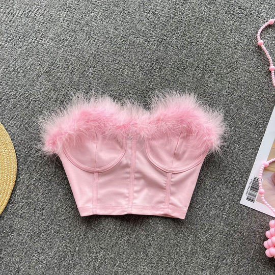 Miranda Strapless Bustier with Feather