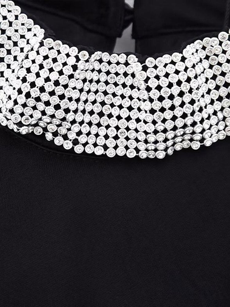 Elizabeth Diamond O neck Off Shoulder Maxi Dress