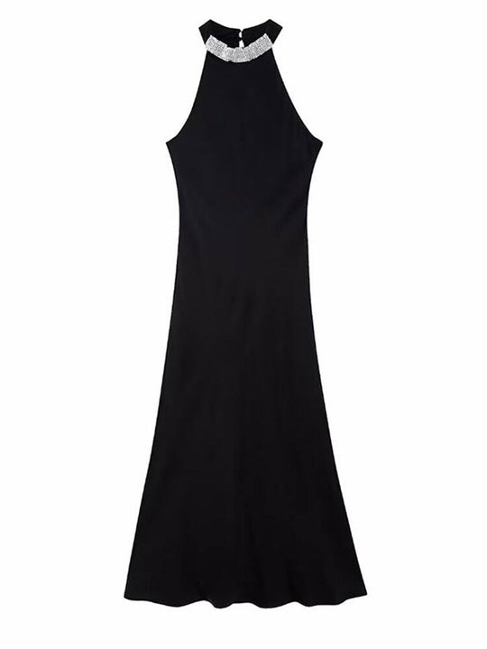 Elizabeth Diamond O neck Off Shoulder Maxi Dress