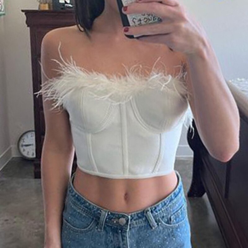 Miranda Strapless Bustier with Feather