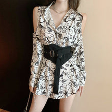 Ava Graffiti Blouse with Waist Belt