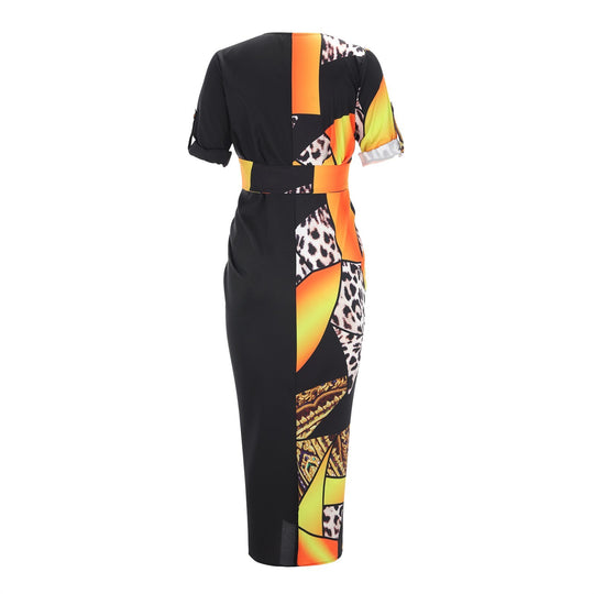 Ashley Dual Tone Maxi Dress with Belt