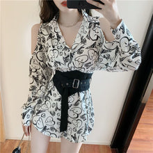 Ava Graffiti Blouse with Waist Belt