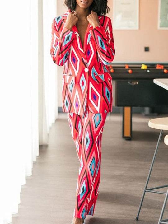 Cleo Printed Blazer and Pants Set