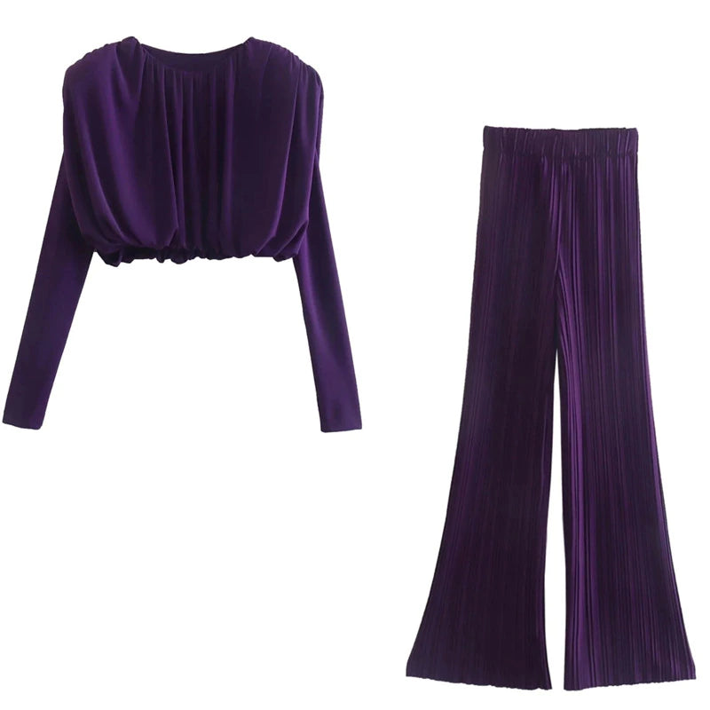 Camille Elegant Pleated Set