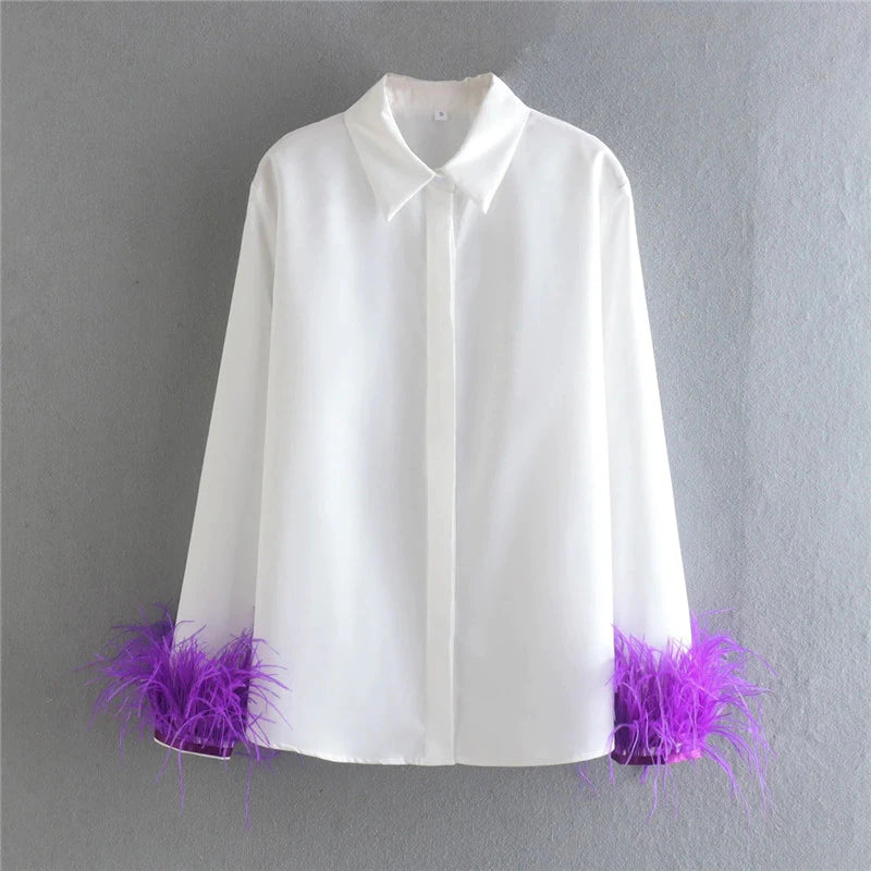 Octavia Feather Cuffed Shirt