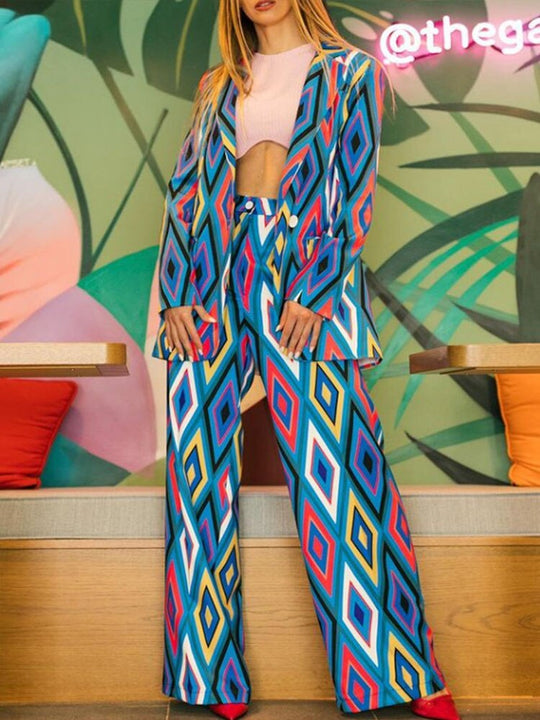 Cleo Printed Blazer and Pants Set