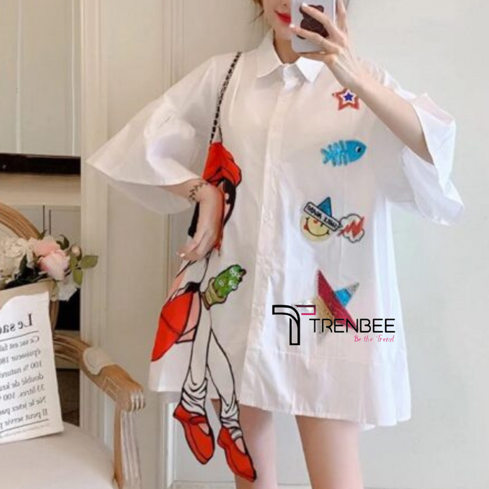 Lily Doll Print Shirt Dress