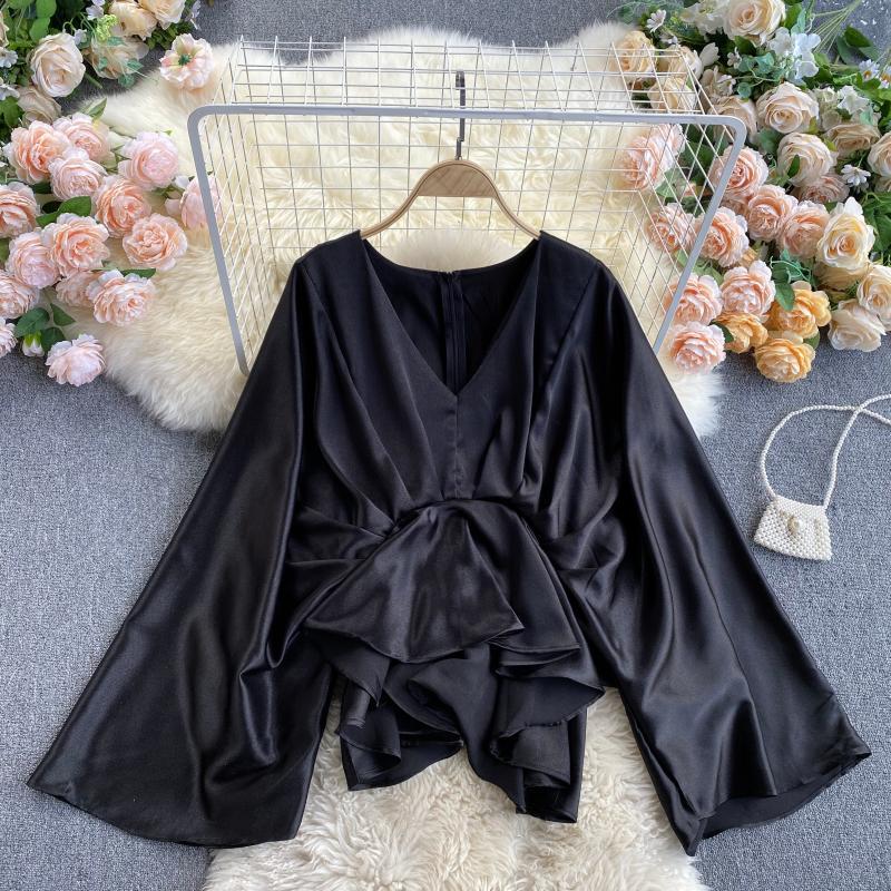 Anastasia Batwing Sleeves Satin Top