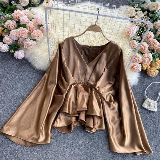 Anastasia Batwing Sleeves Satin Top