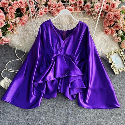 Anastasia Batwing Sleeves Satin Top