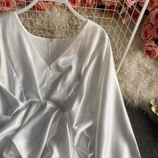 Anastasia Batwing Sleeves Satin Top