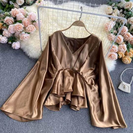 Anastasia Batwing Sleeves Satin Top
