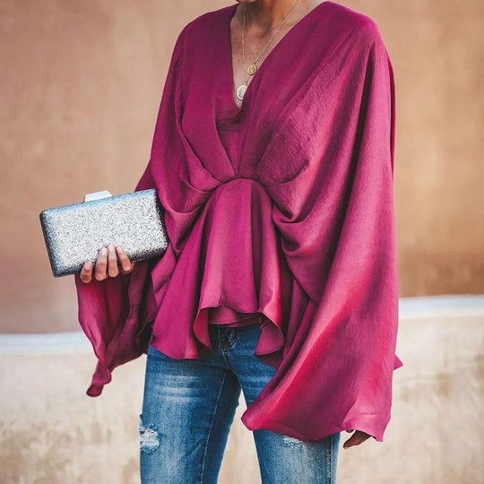 Anastasia Batwing Sleeves Satin Top