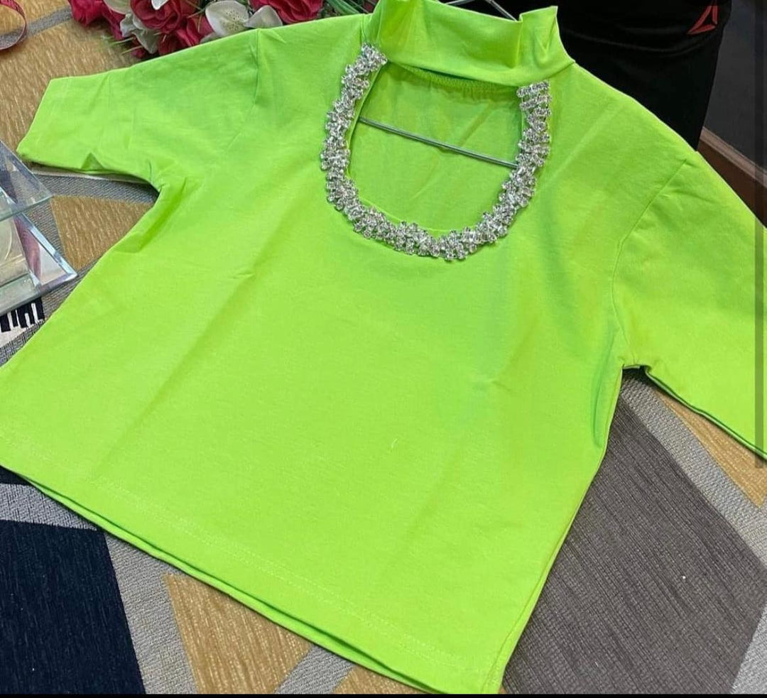 Dalmonte Rhinestone beading Crop Top