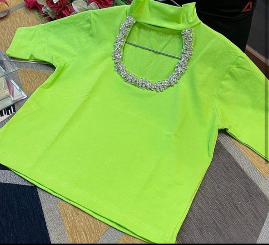 Dalmonte Rhinestone beading Crop Top