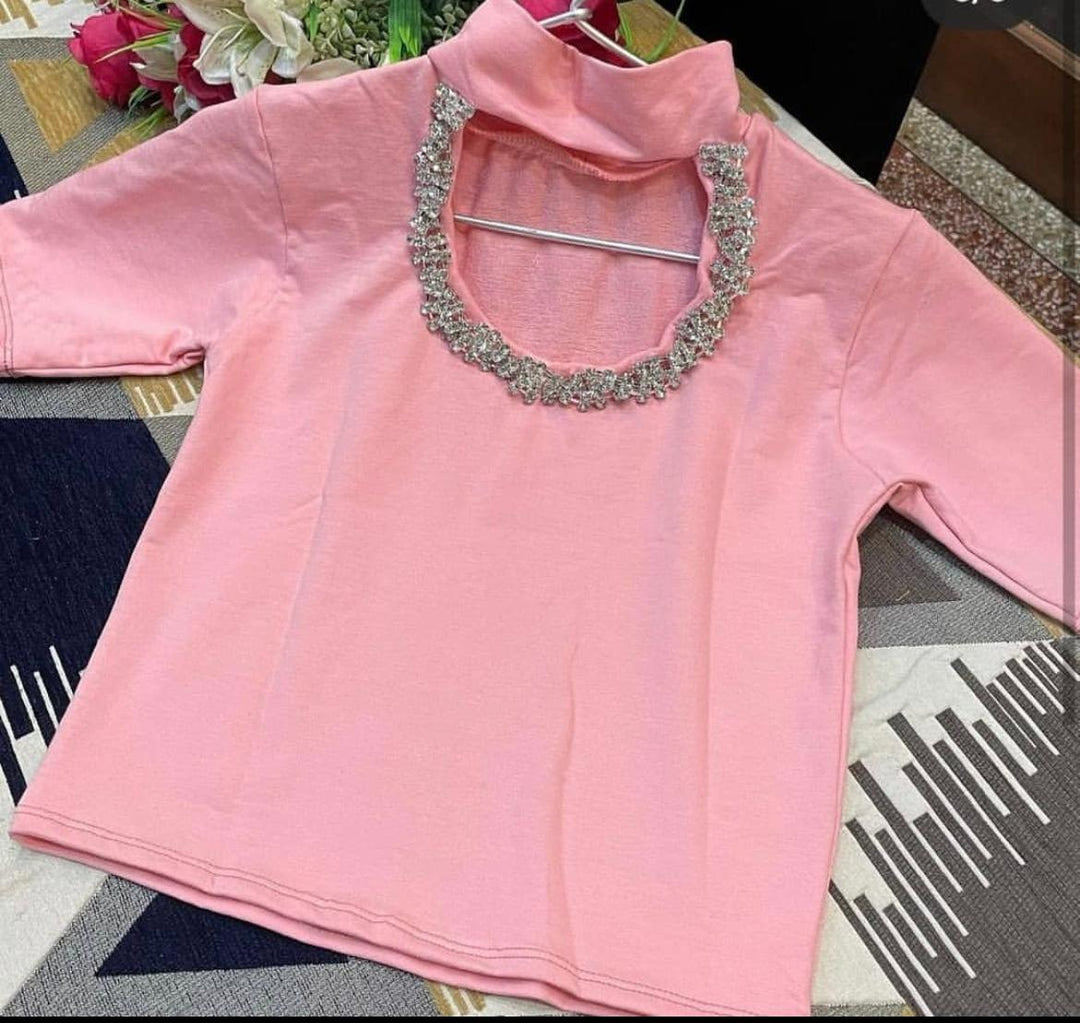 Dalmonte Rhinestone beading Crop Top