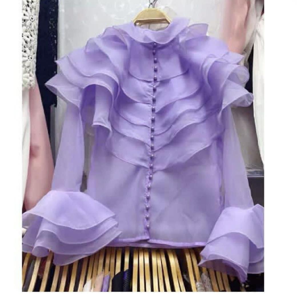 Omorfia pearla blouse with turn-down collar