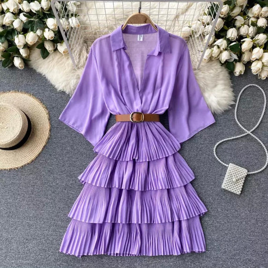Ariana Pleated Ruffle Dress