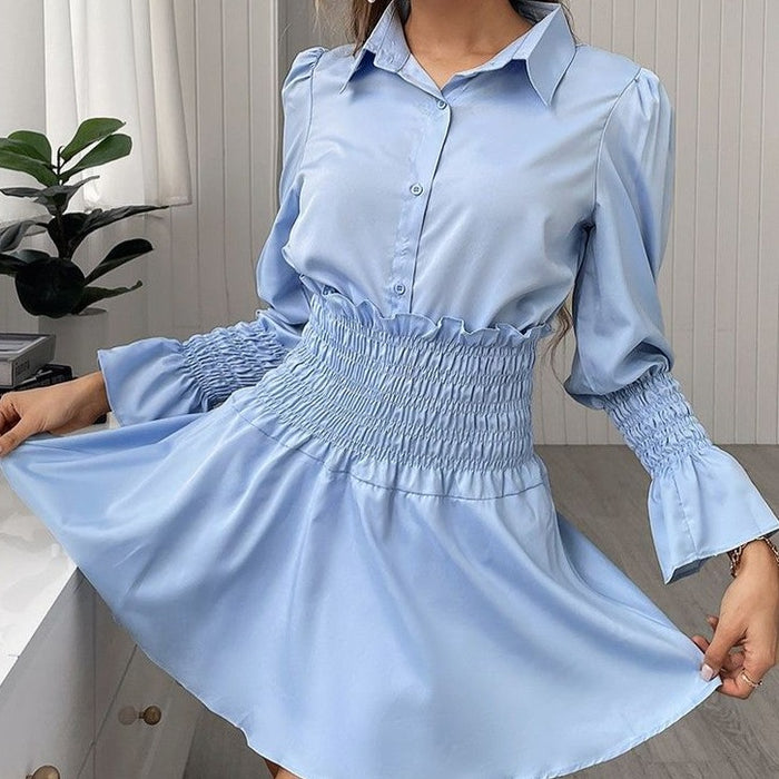 Emily Lapel Satin Dress