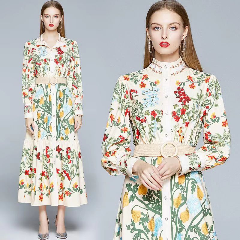Ameya Floral Print Vintage Dress