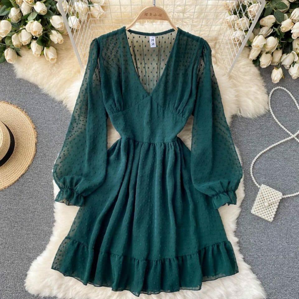 Esther Luxury Swiss Dot Ruched Dress