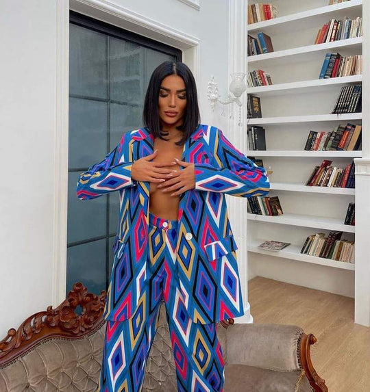 Cleo Printed Blazer and Pants Set