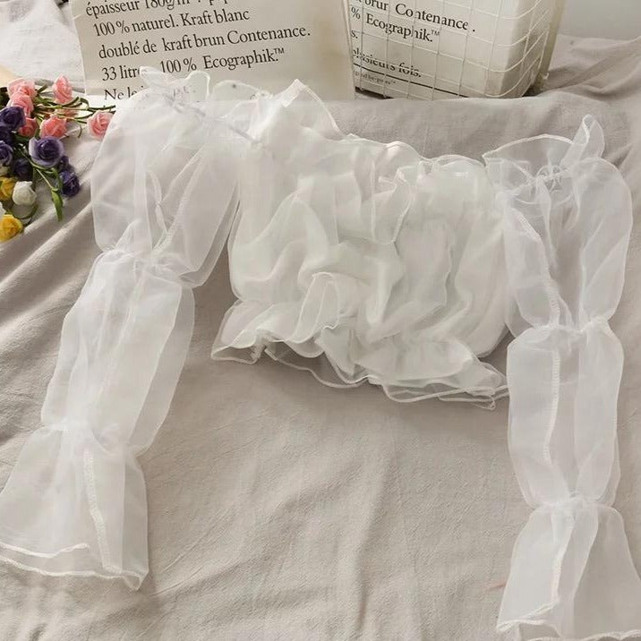 Aza ruffle Bardot crop top