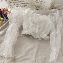 Aza ruffle Bardot crop top