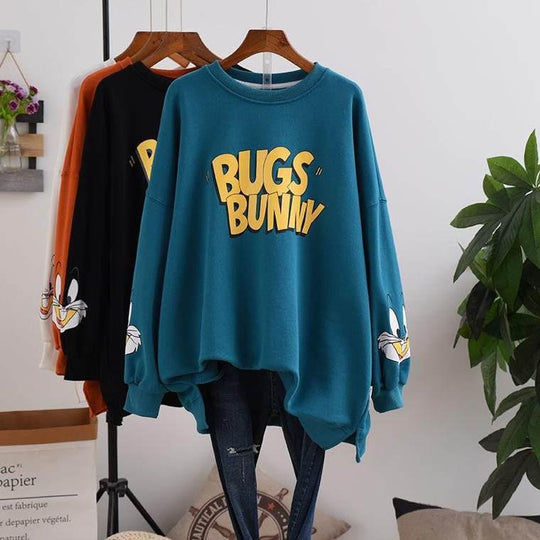 Bugs Bunny Graphic Print Oversized Sweatshirt