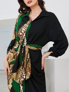 Ashley Dual Tone Maxi Dress with Belt