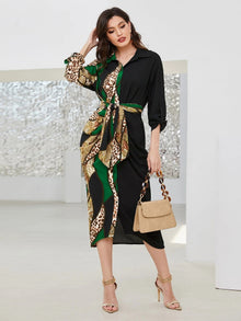 Ashley Dual Tone Maxi Dress with Belt