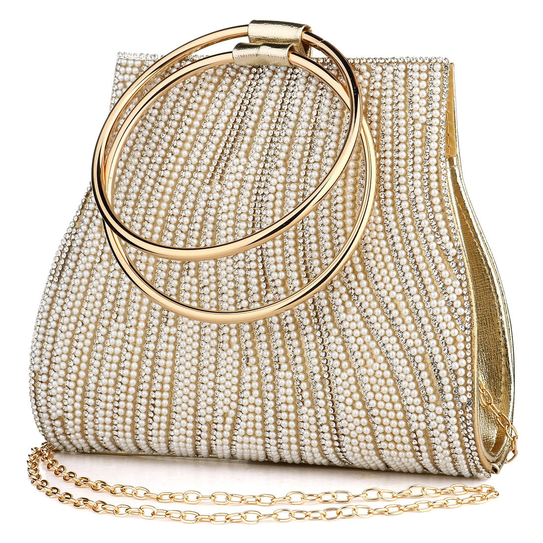 Maisie Rhinestone Clutch with Pearl Detailing
