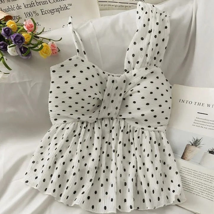 Linda Asymmetrical dotted peplum top