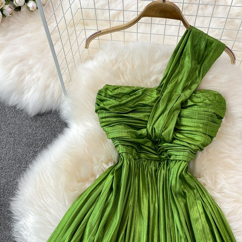 Darcy Halter Neck Strapless Pleated Dress