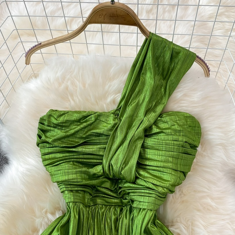 Darcy Halter Neck Strapless Pleated Dress