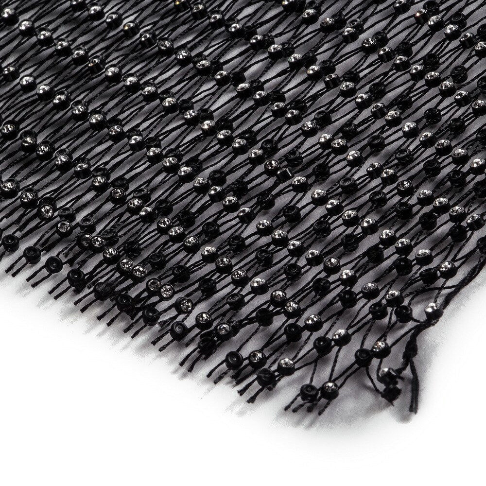 Rhinestone Fishnet Crew Neck Dress