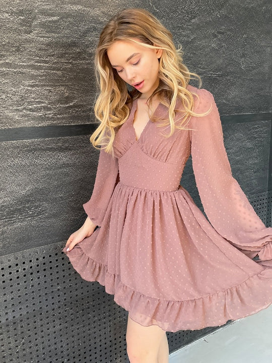 Esther Luxury Swiss Dot Ruched Dress