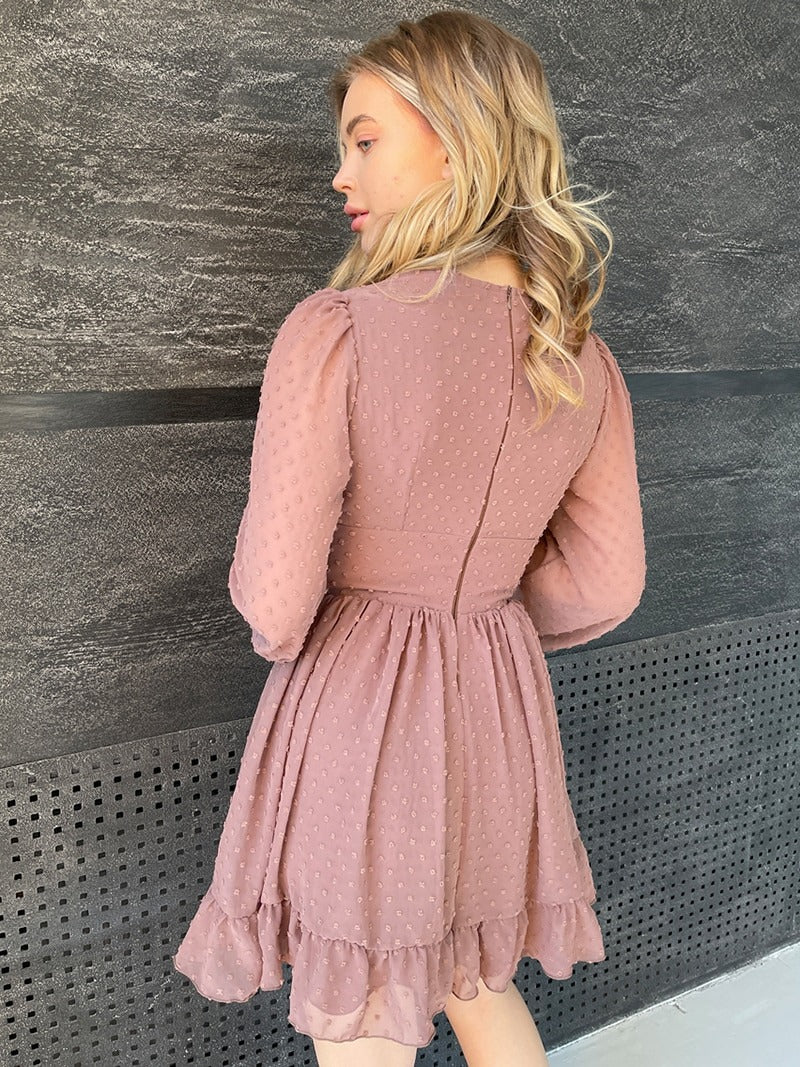 Esther Luxury Swiss Dot Ruched Dress