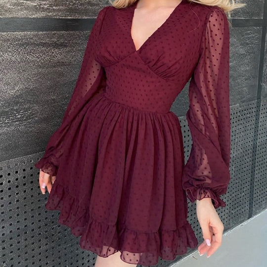 Esther Luxury Swiss Dot Ruched Dress