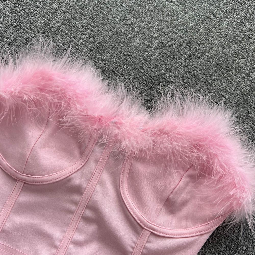 Miranda Strapless Bustier with Feather