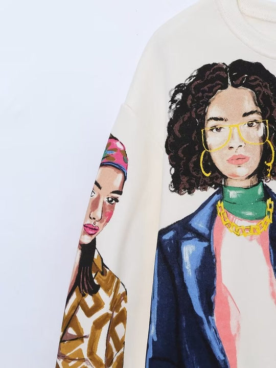 Amanda Graphic Print Oversized Sweatshirt