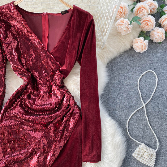 Valentine Sequined Velvet Dress