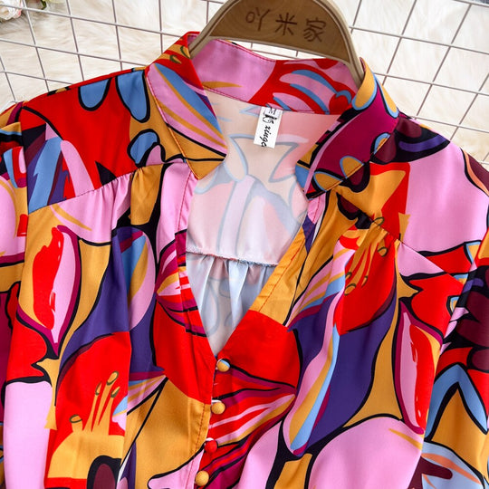 Dandelion long sleeves printed dress