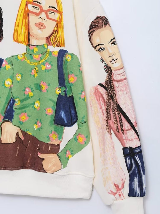 Amanda Graphic Print Oversized Sweatshirt