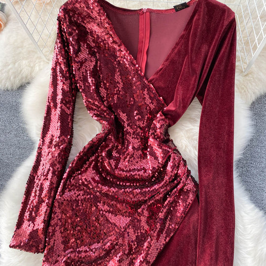 Valentine Sequined Velvet Dress