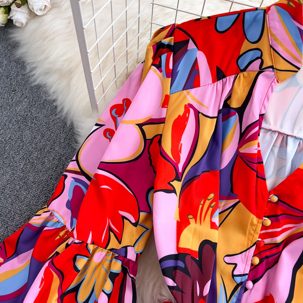 Dandelion long sleeves printed dress