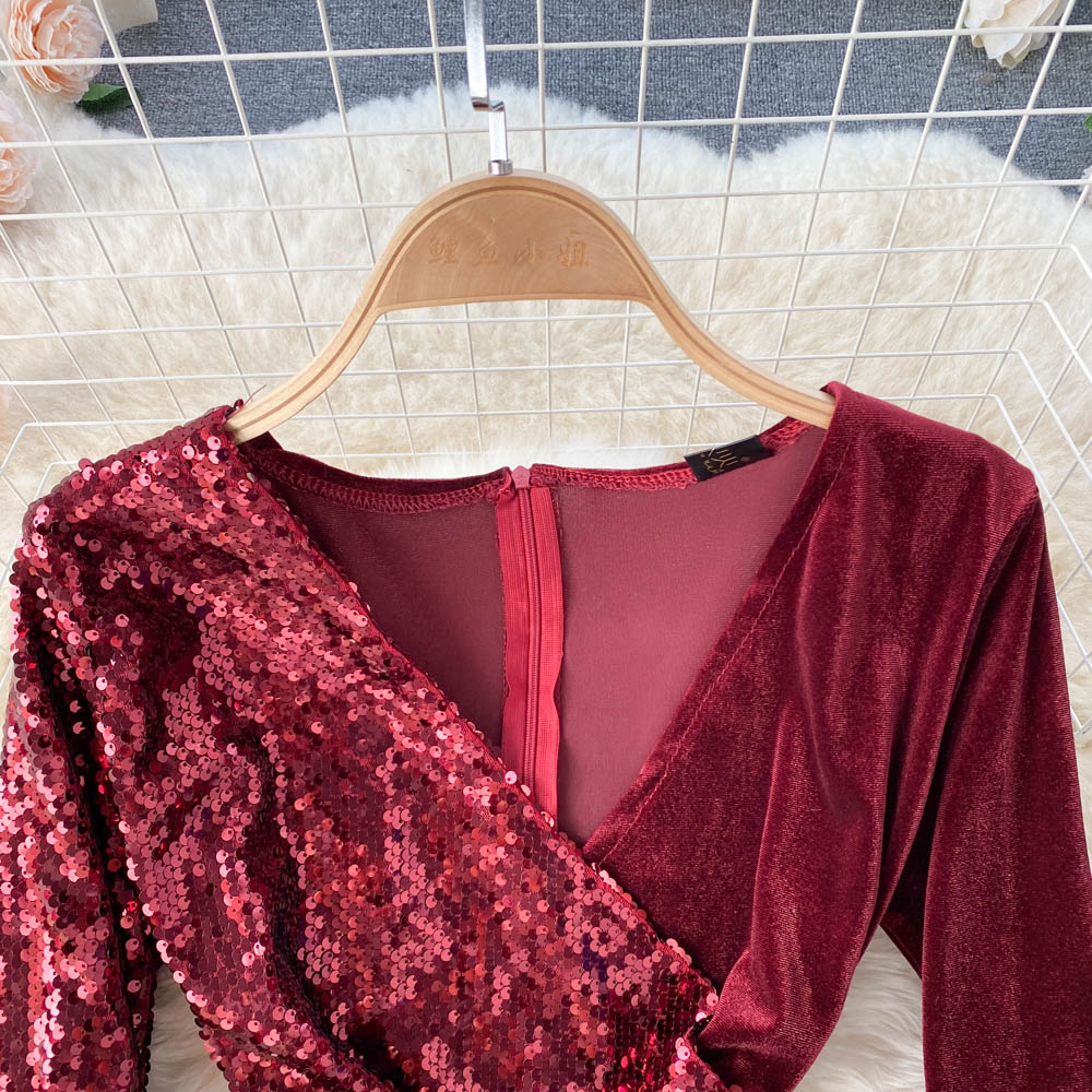 Valentine Sequined Velvet Dress